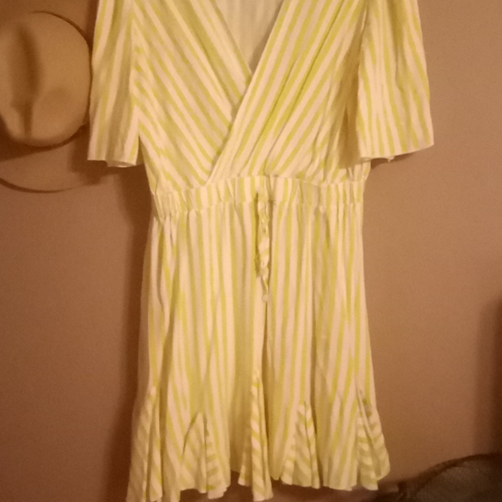 Yellow and white stripe dress